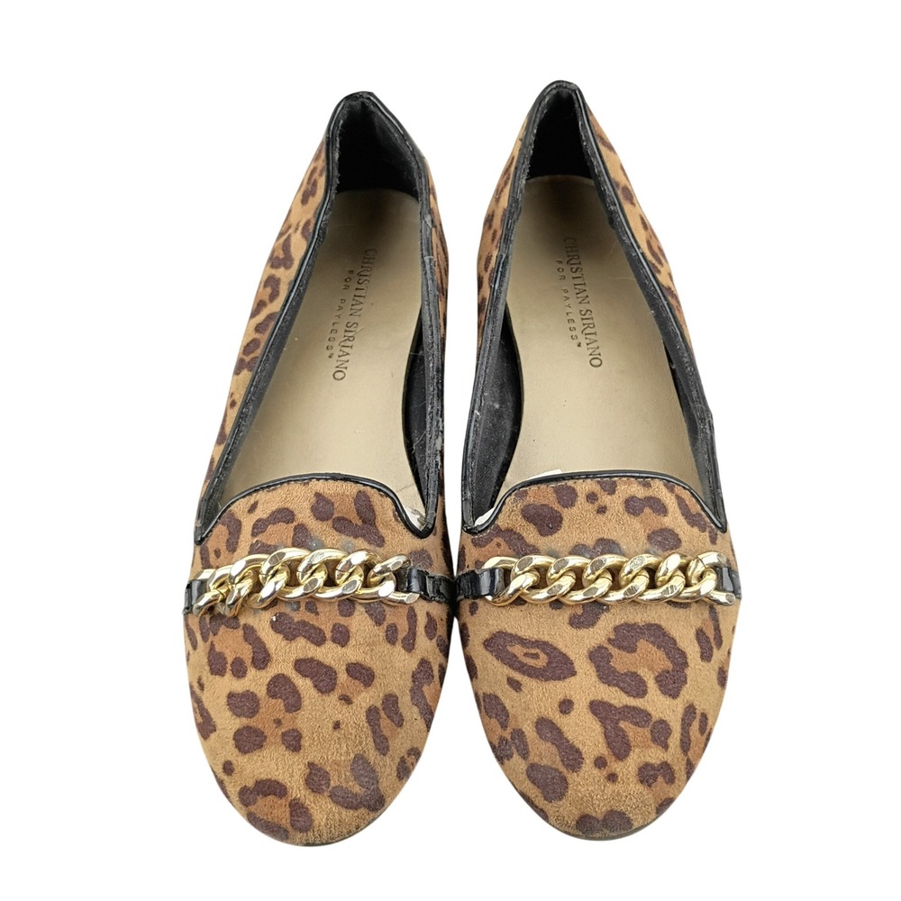 Christian Siriano For Payless Leopard Print Chain Link Ballet Flats Womens 7.5
